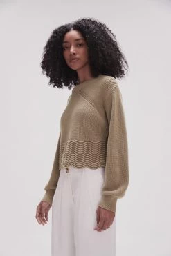 Cordelia Scallop Hem Jumper -Aje 23SS1280 DES KHAKI 5