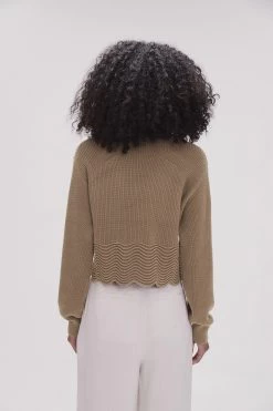 Cordelia Scallop Hem Jumper -Aje 23SS1280 DES KHAKI 6