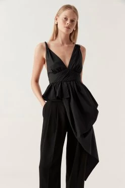 Karina Asymmetric Drape Top 9 Karina Asymmetric Drape Top -Aje 23SS1289 BLK 3
