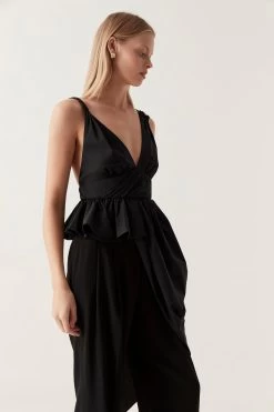 Karina Asymmetric Drape Top 12 Karina Asymmetric Drape Top -Aje 23SS1289 BLK 6