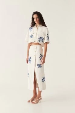 Esprit Embroidered Crop Top 14 Esprit Embroidered Crop Top -Aje 23SS1306 IVRY BLU 7