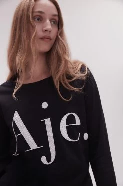 Remi Long Sleeve Logo Tee -Aje 23SS1340 BLK WHT LG 4