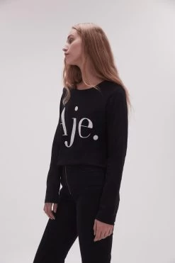 Remi Long Sleeve Logo Tee -Aje 23SS1340 BLK WHT LG 5