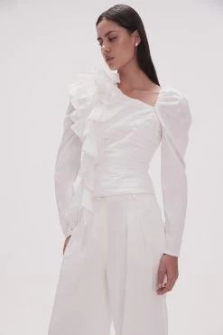 Adelia Ruffle Long Sleeve Top -Aje 23SS1351 IVRY 5 d2e6debd 2541 47e3 a516 6620acca0f1b
