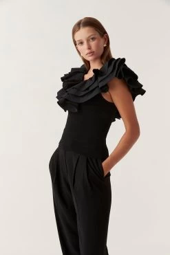Transcendent Ruffle Top -Aje 23SS1445 BLK 5
