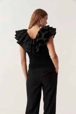 Transcendent Ruffle Top -Aje 23SS1445 BLK 6