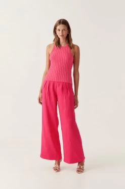 Hydra Racer Knit Ribbed Top -Aje 23SS1547 BOGANV RED 3