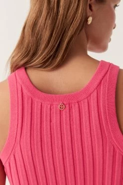 Hydra Racer Knit Ribbed Top -Aje 23SS1547 BOGANV RED 5