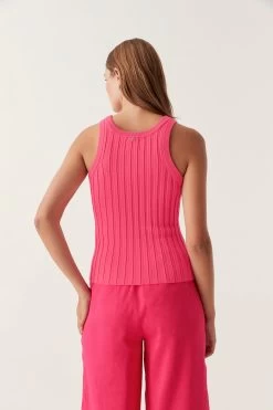 Hydra Racer Knit Ribbed Top -Aje 23SS1547 BOGANV RED 6