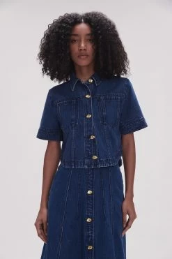 May Denim Cropped Shirt -Aje 23SS1548 DRK INDIGO 3