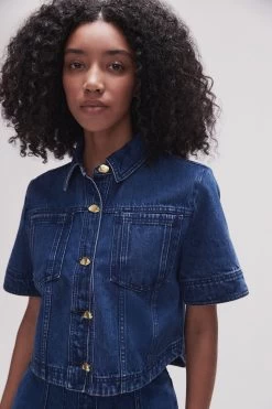 May Denim Cropped Shirt -Aje 23SS1548 DRK INDIGO 4
