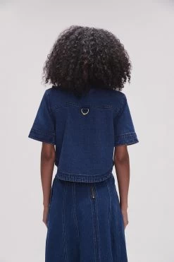 May Denim Cropped Shirt -Aje 23SS1548 DRK INDIGO 6