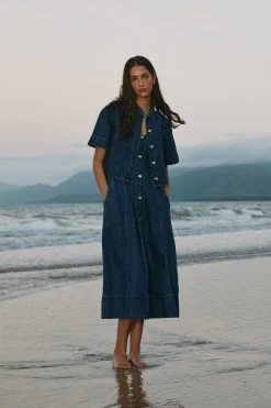 May Denim Cropped Shirt -Aje 23SS1548 DRK INDIGO 7