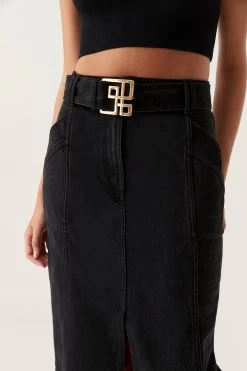 Lola Denim Midi Skirt -Aje 23SS4080 BLK 4 afc58605 8287 44c0 bbfd d919d7380e47