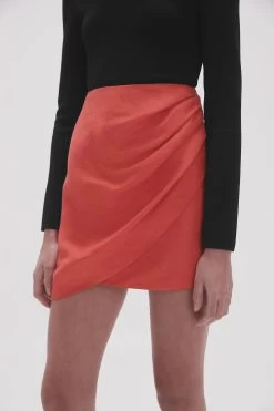 Kinship Draped Mini Skirt -Aje 23SS4086 SCAR RED 4