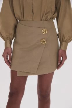 Realm Wrap Front Mini Skirt -Aje 23SS4104 DES KHAKI 4