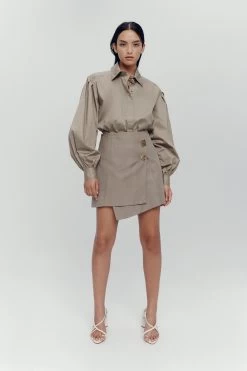 Realm Wrap Front Mini Skirt -Aje 23SS4104 DES KHAKI 6