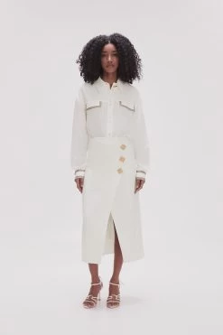 Araminta Wrap Front Midi Skirt 8 Araminta Wrap Front Midi Skirt -Aje 23SS4105 IVRY 3