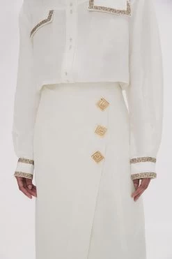 Araminta Wrap Front Midi Skirt 9 Araminta Wrap Front Midi Skirt -Aje 23SS4105 IVRY 4