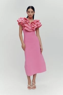 Transcendent Ruffle Midi Dress -Aje 23SS5201 CERIS PNK 6