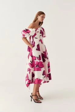 Arista Tulip Sleeve Midi Dress -Aje 23SS5207 FALLING FL 5