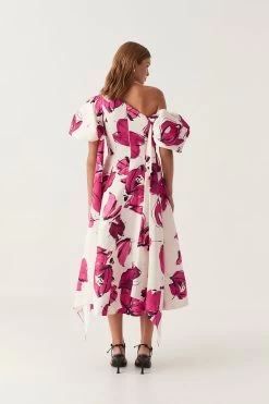 Arista Tulip Sleeve Midi Dress -Aje 23SS5207 FALLING FL 6