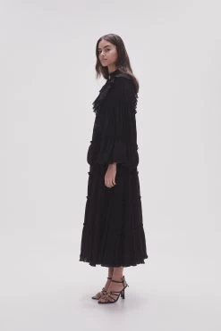 Robyn Tiered Midi Dress -Aje 23SS5307 BLK 5 6dd029b6 a5df 492b 9b8c 5dca420297d2