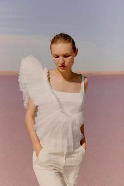 Orbit Sculptural Pleated Top -Aje 23SU1040 IVRY 1 fedd9a16 af4d 4320 87ae 4c6d0b63ff34