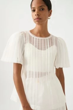 Stella Linear Ruffle Top -Aje 23SU1169 IVRY 4