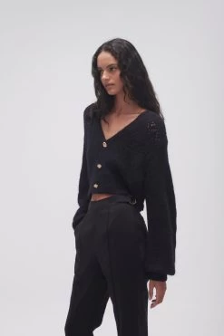 Grooves Lace Stitch Cardigan -Aje 23SU2028 BLK 5