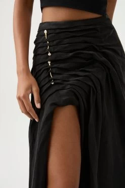 Mika Draped Split Midi Skirt -Aje 23SU4015 BLK 4