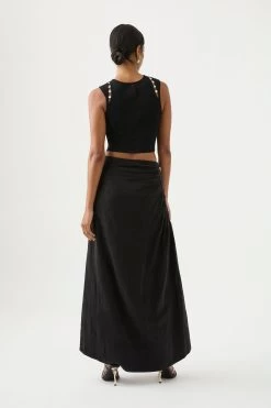 Mika Draped Split Midi Skirt -Aje 23SU4015 BLK 5