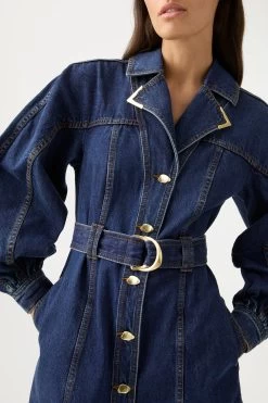 Elena Belted Denim Mini Dress -Aje 23SU5018 WSHD INDG 4