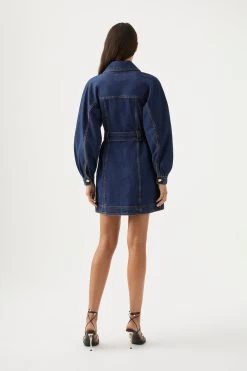 Elena Belted Denim Mini Dress -Aje 23SU5018 WSHD INDG 5