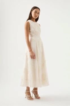 Vera Beaded Flower Midi Dress -Aje 23SU5048 IVRY 5