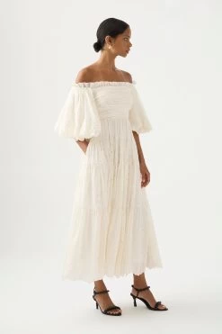 Zora Broiderie Midi Dress -Aje 23SU5073 IVRY 3 88ac4575 8e52 473d 814b 72a55171d870