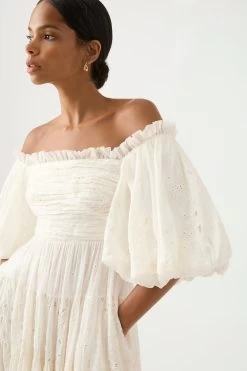 Zora Broiderie Midi Dress -Aje 23SU5073 IVRY 5 1b6bc311 7638 4998 a200 a71ccdf49456