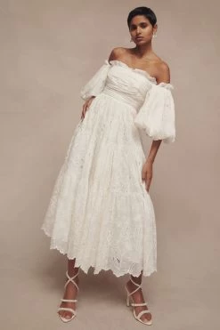 Zora Broiderie Midi Dress -Aje 23SU5073 IVRY 7