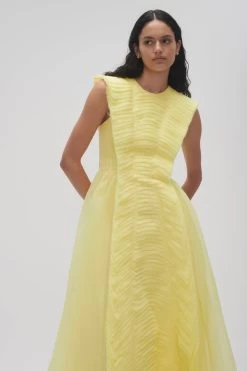 Astrid Pleat Panel Midi Dress 12 Astrid Pleat Panel Midi Dress -Aje 23SU5082 SFTLMNYLW 7