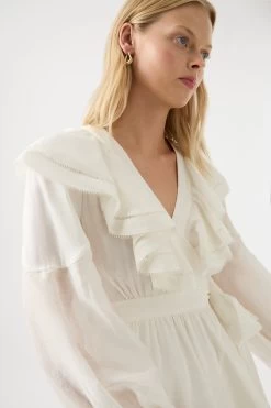 Zoe Ruffle Wrap Midi Dress 8 Zoe Ruffle Wrap Midi Dress -Aje 23SU5122 IVRY 4