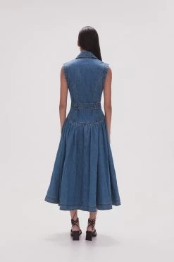 Elena Belted Denim Midi Dress -Aje 23SU5225 90S WSH 5
