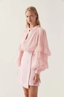Faith Ruffle Blouse -Aje 24RE1413 SO PNK 3