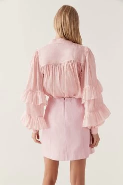 Faith Ruffle Blouse -Aje 24RE1413 SO PNK 5