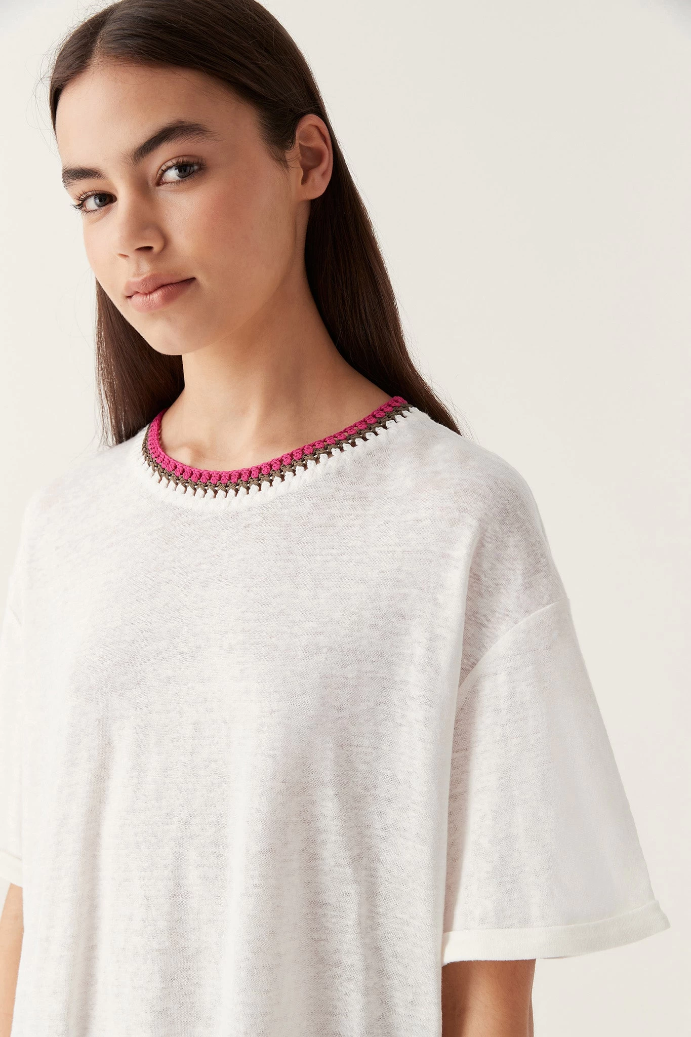 Tazia Crochet Neckline Tee 1 Tazia Crochet Neckline Tee