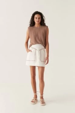 Seraphina Shoulder Pad Tank -Aje 24RE1483 CHOCBRN 1607