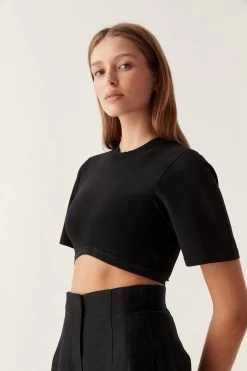 Edita Knitted Bustier Crop Top -Aje 24RE1555 BLK 5