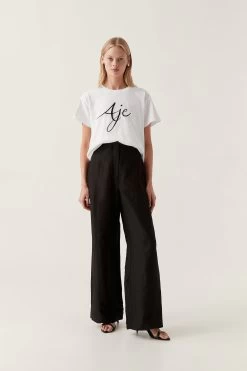 Zelle Embroidered Logo Tee -Aje 24RE1560 WHT BLK LG 5