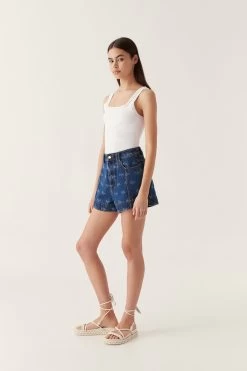 Ratio Logo Denim Shorts -Aje 24RE3126 LOGO WASH 5