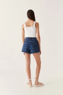 Ratio Logo Denim Shorts -Aje 24RE3126 LOGO WASH 6