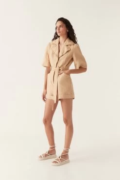 Tactile Whipstitch Playsuit 8 Tactile Whipstitch Playsuit -Aje 24RE3132 SND BRN 3